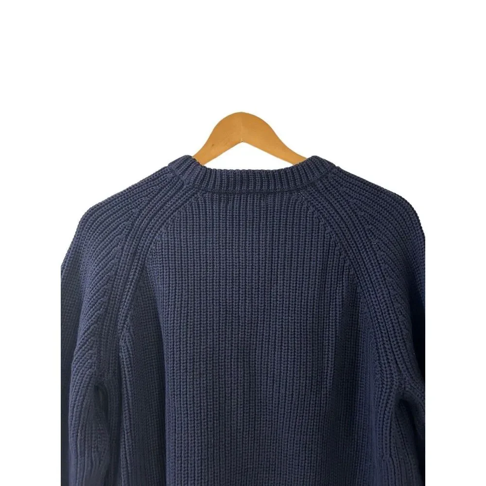 (Sold)Quince Knit Sweater  Cotton Chunky Knit Size Large Womens NWT Navy Blue - Picture 7 of 10